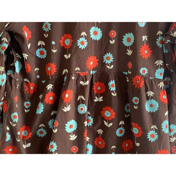 Cato Woman Top Peplum Brown Floral Pull Over Button Front 18/20W - Picture 9 of 10